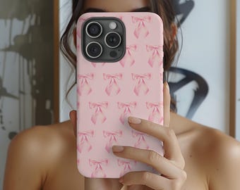 Elegant Pink Bow Phone Cases for iPhone and Galaxy - Durable Cute Cases for Pink Lovers & Birthday Gifts