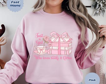 Coquette Book Lover Sweatshirt: Cozy Crewneck Pullover