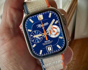 Apple Watch faces Clockology  Premium Apple Watch faces for smartwatch Top-rated watch face designs Throttle Allure Blue Racing Watch