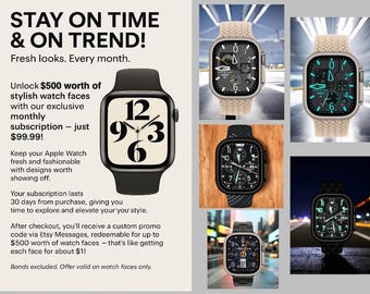 Apple Watch faces subscription package Clockology Premium Apple Watch faces for smartwatch Top-rated watch face designs watch face bundle