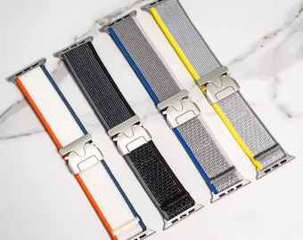 Elastic Sport Bands for Apple Watch Ultra/2 Bands 49-42mm Men Women,Parachute Buckle Stretchy Fabric Nylon Custom Bands Two Tone Watch band