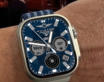 Apple Watch faces Clockology Apple Watch faces for smartwatch Pilot watch face Aviator Blue Raven Enhanced for Apple Ultra and Series