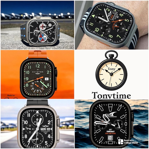 Paquete de carátulas para Apple Watch: diseños Aviator y Fin