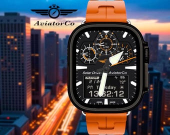 AviatorCo Hybrid 200m Orange Apple Watch Face - Clockology Design