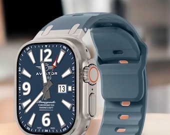 Metal Silicone Sport Band for Apple Watch Ultra, SE & Series 7–2 – Compatible with 49 - 42mm Models Free watch face included with purchase