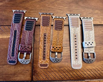 Fullmosa Café Racer Leather Apple Watch Band 49mm 46mm 45mm 44mm 42mm Custom band Apple iWatch Ultra, Ultra 2, SE, Series 1-10