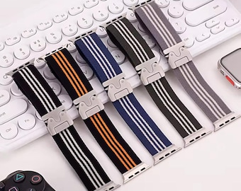 IWatch Apple Watch Strap, Parachute Buckle, Striped Nylon Weaving, Apple Watch Strap for 49mm 46mm 45mm 44mm 42mm Men Women custom band