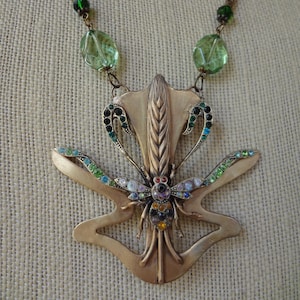 Vintage Jugendstil Biene Halskette-Strassstein Schönheit-OOAK