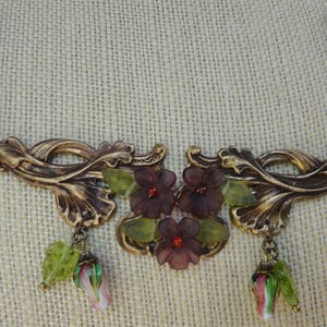 Stunning Violets and Rosebuds Necklace-OOAK