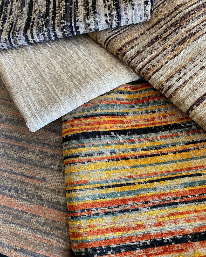 Striped Chenille Upholstery Fabric: Soft, Durable, Modern Home Decor - Etsy
