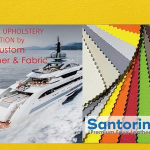 Waterproof Marine Outdoor Upholstery Faux Leather by the yard- PVC Vinyl Fabric 55&quot; Wide - Sofa Chair Auto Boat Cushion Durable Soft