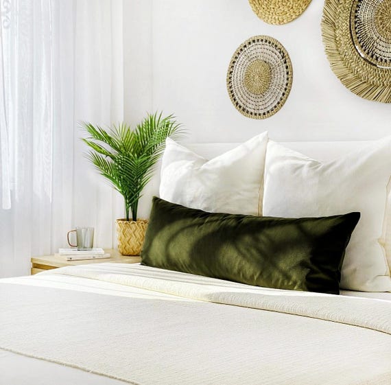 Green Velvet Lumbar Pillow Cover: Personalized Farmhouse Decor