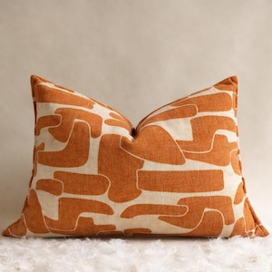 Burnt Orange Chenille Pillow Cover, Terracotta Abstract Throw Pillow, Modern Cushion Cover, Multiple Sizes Available