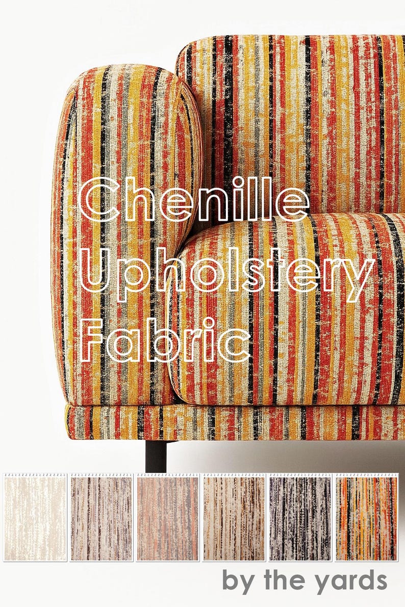 Striped Chenille Upholstery Fabric: Soft, Durable, Modern Home Decor - Etsy