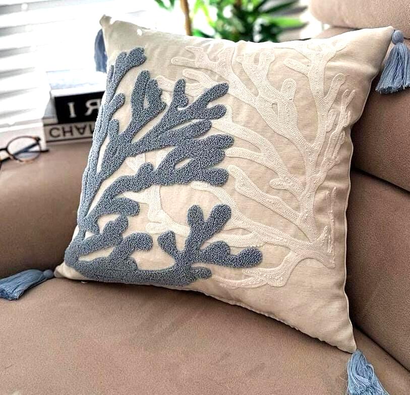 thumbnail image 2 of Coastal Beach Pillow Covers 18x18 Set Of 2, Starfish Coral Seahorse Throw Pillow Covers Outdoor Decorative Pillow Case For Couch Bed Sofa Cushion Home Decor 2 of 11