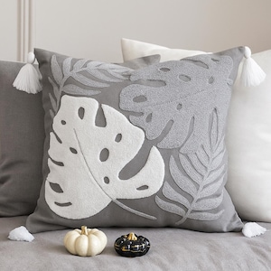 Handmade Embroidered Throw Pillow: Boho Chic Floral Accent Cushion