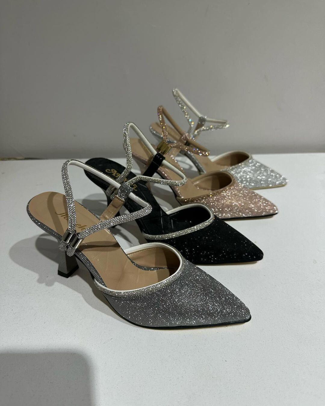 glitter pointed heels