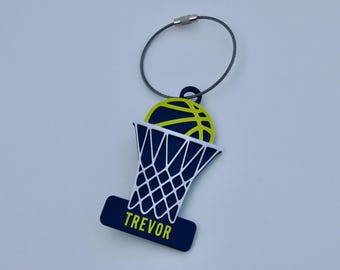 Personalized Basketball and Hoop Bag Tag