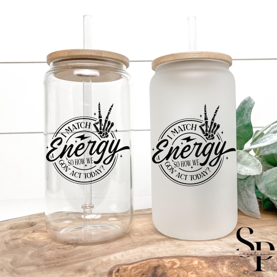 Match Energy Tumbler | Snow Globe, Glass, or Acrylic Tumbler | Fun Motivational Cup | Glitter Tumbler with Lid and Straw | Gift for Bestie