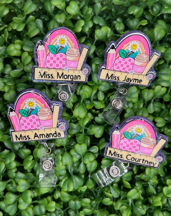 Custom Teacher Badge Reel | Personalized Retractable ID Holder | Cute Teacher Gift | Back to School Accessory | Name Badge Reel
