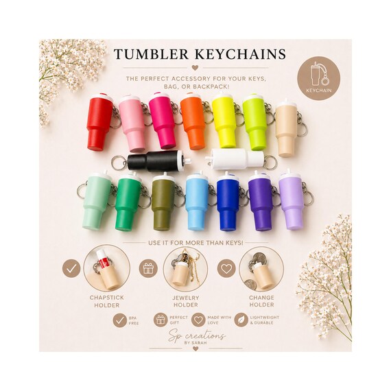 Colorful Flower Tumbler Keychain