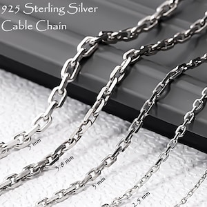 925 Sterling Silver Cable Chain Necklace Men, Anchor Pendant Solid Long Thick Heavy Choker Charm Chain Women, Birthday Gifts Jewelry Her Him