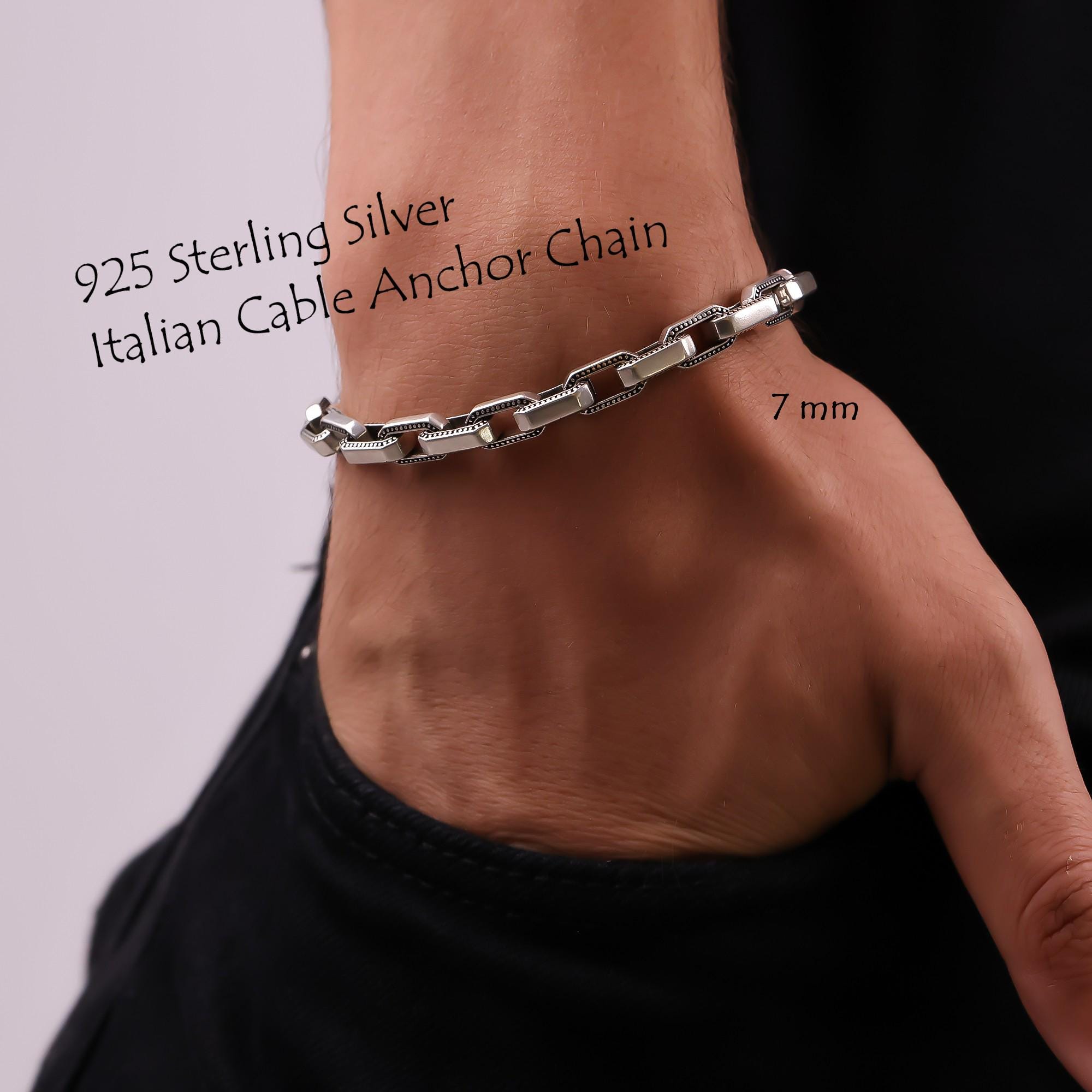 【OVY】Silver Anchor Chain Bracelet Anchor Chain Silver Bracelet - Pacific NW Boater TESTED