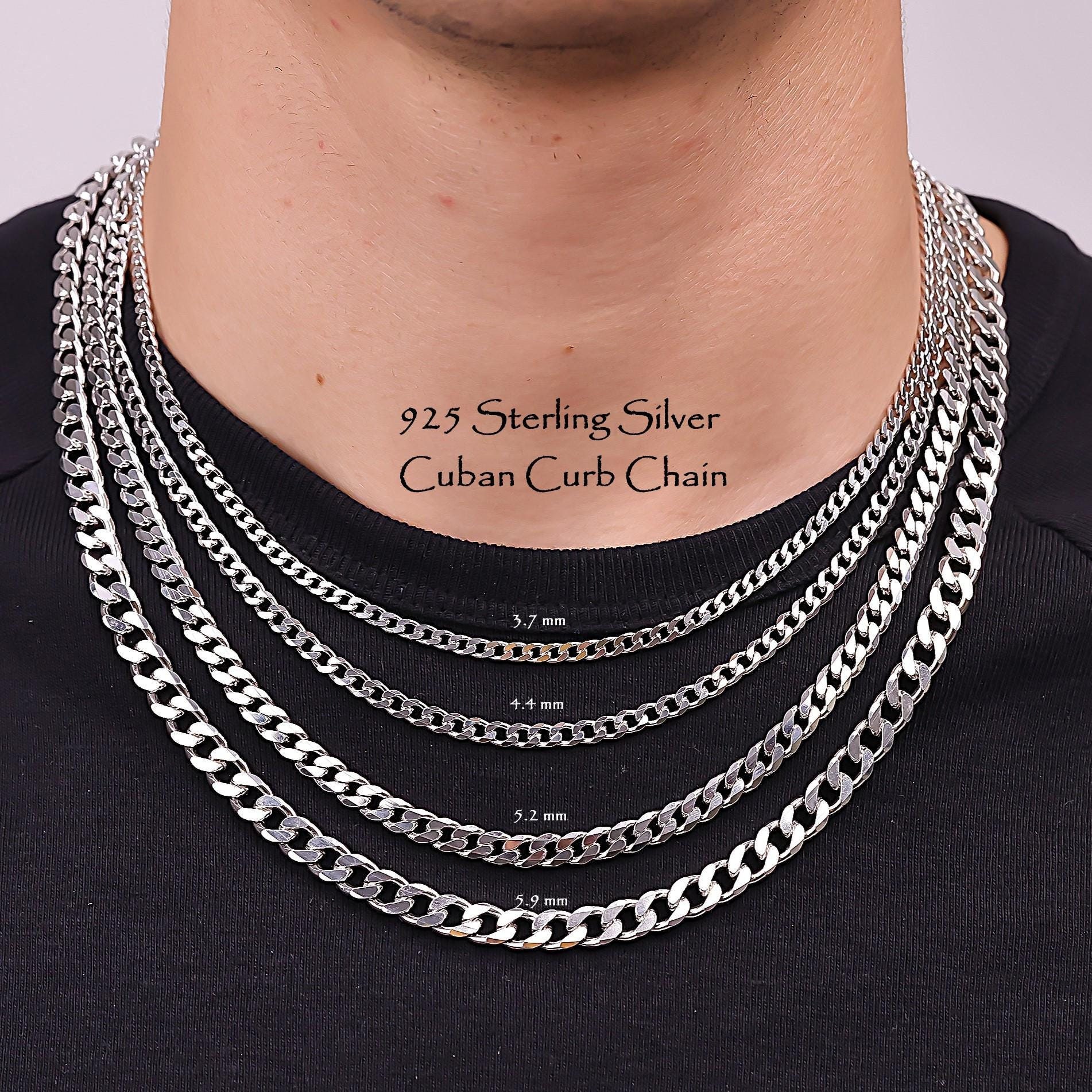 Heavy Men's Sterling Silver Curb Chain Necklace 22 Inch | Solid 925 Silver, 9mm Link Width, 62.1 Grams