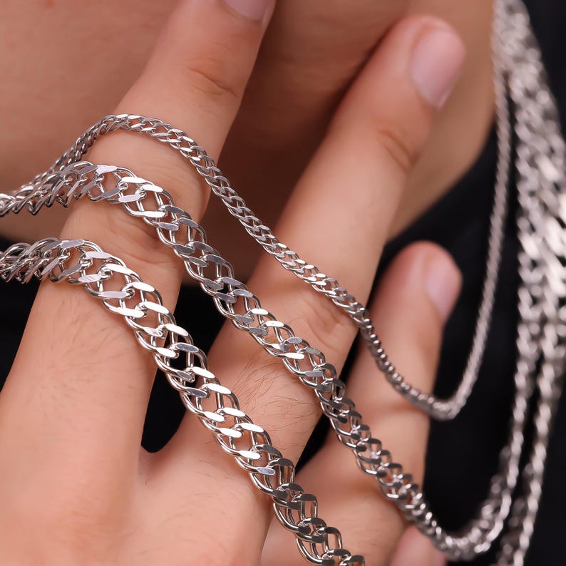 925 Sterling Silver Rambo Chain, Silver Chain Necklace, Double Curb Women Chain, Men Necklace , Necklaces For Women ,Silver Chain Gift For Her, Gift for women, Gold Chain, Rose Gold Chain, Rambo Chain Necklace, Birthday  Anniversary Gifts Her him