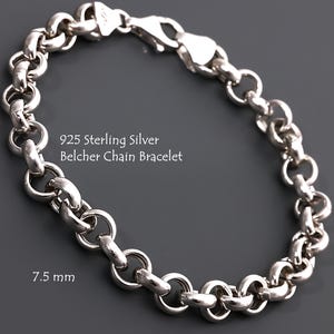 925 Sterling Silver Belcher Chain Bracelet Women, Rolo Hollow Long Thick Heavy Charm Anklet Chain Men, Birthday Gifts Jewelry Her Him Wife