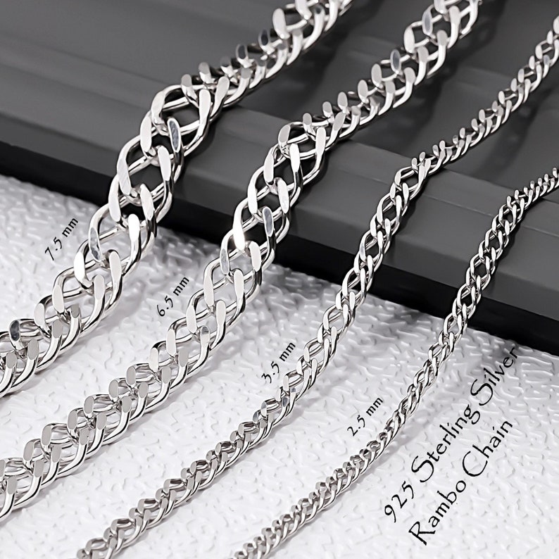 925 Sterling Silver Rambo Chain, Silver Chain Necklace, Double Curb Women Chain, Men Necklace , Necklaces For Women ,Silver Chain Gift For Her, Gift for women, Gold Chain, Rose Gold Chain, Rambo Chain Necklace, Birthday  Anniversary Gifts Her him