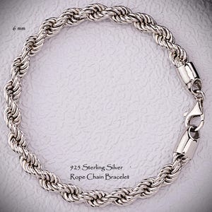 925 Sterling Silver Rope Chain Bracelet Men, Twisted Diamond Cut Long Thick Charm Anklet Chain Women, Birthday Gifts Jewelry Her Him Husband