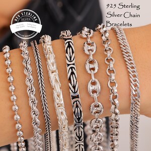 925 Sterling Silver Rambo Chain Necklace Women, Double Curb Link Long Choker Charm Chain Men, Birthday Gift Jewelry Her Him Dad Mum Wife Kid image 20