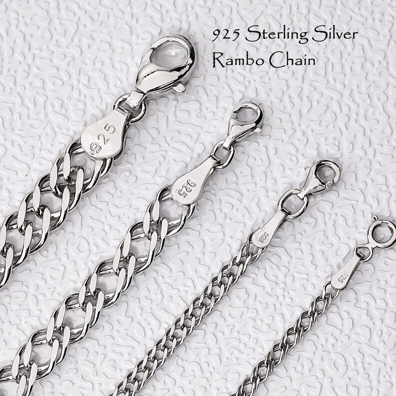 925 Sterling Silver Rambo Chain, Silver Chain Necklace, Double Curb Women Chain, Men Necklace , Necklaces For Women ,Silver Chain Gift For Her, Gift for women, Gold Chain, Rose Gold Chain, Rambo Chain Necklace, Birthday  Anniversary Gifts Her him