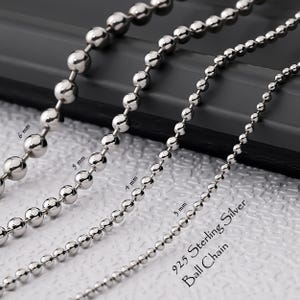 925 Sterling Silver Ball Chain Necklace Women, Bead Long Solid Pendant Choker Charm Chain Men, Birthday Gifts Jewelry Her Him Wife Mum Kid