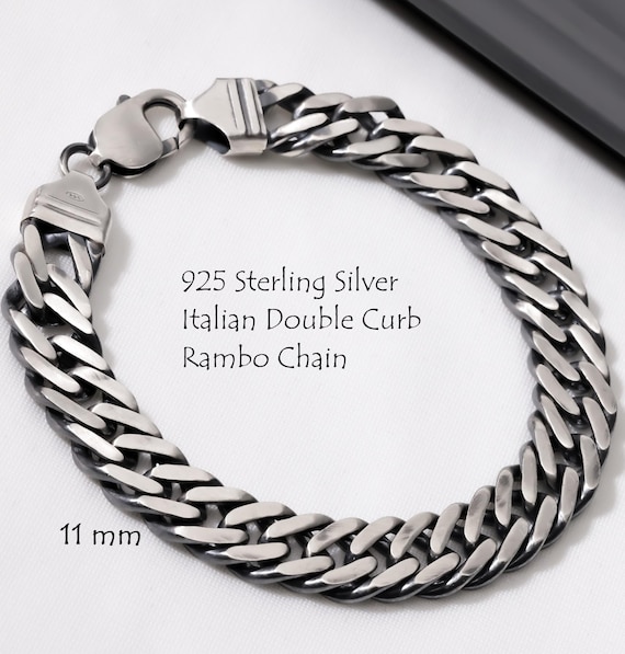 Pulsera de plata para hombre hecha a mano, pulsera ajustable de plata de ley 925, brazalete de plata hecho a mano, regalo de aniversario, regalo personal. - México