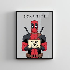 Bathroom art SERIES #32, Deadpool superhero poster, Superhero print, Funny superhero poster, Funny bathroom art, Superhero wall art bathroom
