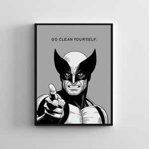 Bathroom art SERIES #49, Wolverine poster, Superheroes wall art, Funny superhero poster, Funny bathroom poster, Superhero wall art bathroom