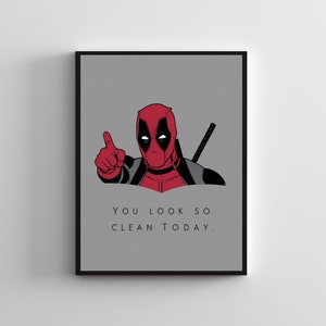 Bathroom art SERIES #25, Deadpool superhero poster, Superhero print, Funny superhero poster, Funny bathroom art, Superhero wall art bathroom
