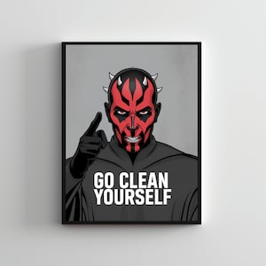 Bathroom art SERIES #46, Darth maul poster, Starwars wall art, Starwars print, Funny bathroom poster, Funny wall decor bathroom, Groot art