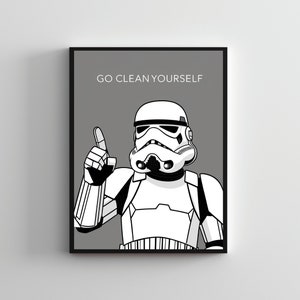 Badkamerkunst SERIES #48, poster Stormtrooper, Starwars kunst aan de muur, grappige Starwars-poster, grappige badkamerposter, Starwars muurdecor toilet