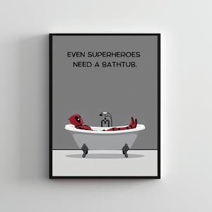 Bathroom art SERIES #02, Deadpool poster, Superheroes wall art, Funny superhero poster, Funny bathroom poster, Deadpool wall decor bathroom