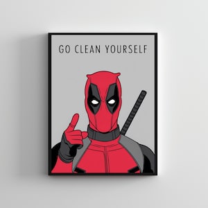 Bathroom art SERIES #47, Deadpool poster, Superheroes wall art, Funny superhero poster, Funny bathroom poster, Deadpool wall decor bathroom