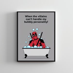 Bathroom art SERIES #11, Deadpool poster, Superheroes wall art, Funny superhero poster, Funny bathroom poster, Deadpool wall decor bathroom