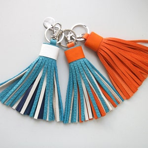 Colorful Leather tassel Fringe Keychain Key chain Bag charm Bridesmaid Gift Multicolor image 4