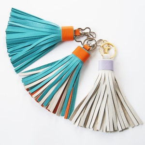 Leather tassel Keychain Bag charm Bridesmaid Gift image 1