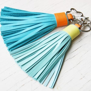 Leather Tassel Key chain Purse Charm, Tassel Key Fob