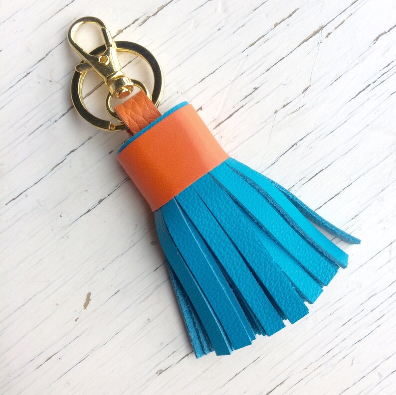 Leather Tassel Keychain Purse Bag Charm Gift for Her Leather Etsy
