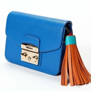 Multicolor Leather Tassel with Lobster Clasp and Split ring Bag Charm image 6