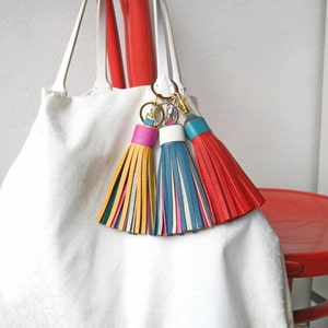 Leather Tassel With Clasp Gifts for her Multicolor mustard